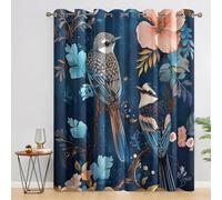 Genérico Cortinas Salon Tropical Pájaro, 117x137 cm 2 Piezas - Cortinas Dormitorio Opacas Pájaros Azules Florales Ventana Decoracion Habitacion, con Ojales, Blackout Curtains L&T120
