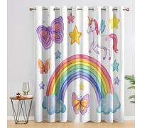 Genérico Cortinas Salon Unicornios Arcoíris, 140x200 cm 2 Piezas - Cortinas Dormitorio Opacas Niños Estrella Mariposa Ventana Decoracion Habitacion, con Ojales, Blackout Curtains L&M79