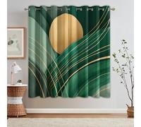 Genérico Cortinas Salon Verde Dorado Mármol, 140x240 cm 2 Piezas - Cortinas Dormitorio Opacas Abstracto Arte Moderno Ventana Decoracion Habitacion, con Ojales, Blackout Curtains L&S171