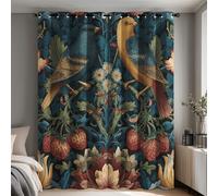 Genérico Cortinas Salon William Morris, Cortinas Dormitorio Pájaro Floral Ladrón Fresas Decoracion Habitacion Ventana, Termicas Aislantes, con Anillas, 140x245 2 Piezas (An X Al) Q-D42