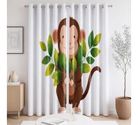 Genérico Cortinas Termicas Blanco Marrón8 Cortinas de oscurecimiento Dibujos Animados Introducción Lindo Animal decoración del hogar para niños y niñas 2 Piezas 117An x 183Al CM