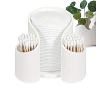 Genérico Cosmetic Swab Container - Desktop Hygiene Box for Tidying | Polymer Vault with Hinged Lid & Multi-Slot Dividers for Bathrooms Dressing Tables Bedside Stands and Beauty Salons