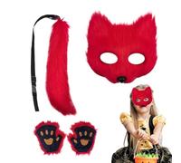 Generico Cosplay Costume Set, Soft Furry Cat Outfit, 7.68x7.48 inches, Cute Animal Face Cover Tail Paw, Plush Themed Dress-Up Kit, Funny Cosplay Accessories for Halloween, Costume Parties