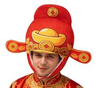 Genérico Cosplay Hat - Plush Dress Headdress, Wealth God Cap, Soft Velvet Topper with Wings, Lunar New Year Apparel Embroidery, Traditional Fortune Mascot Comic Conventions Accessory