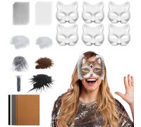Genérico Costume Accessories Set, Mask Making Kit, 7.48x6.69 Inches, Includes Mesh and Felt Sheets, Customizable Design, White Cat Mask for Party Cosplay Masquerade Women Men