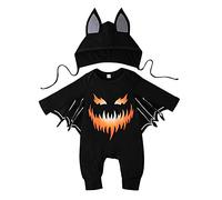 Genérico Costume de Cosplay Halloween pour Bébé Nouveau-né et Fille, Combinaison Amusante avec Chapeau Intégré, Motif Animé, Taille 0-12 Mois, Tissu Doux et Confortable pour Fête (Black, 3-6 Months)
