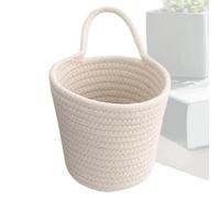 Genérico Cotton Rope Storage Basket - Hand-Woven Wall Organizer Basket | Wall Baskèt With Handle | Large Capacity Storage Bucket, Key And Wallet Holder, For Kitchen Bathroom Living Room (14x14cm)