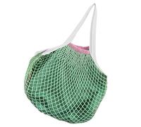 Generico Cotton String Bags, Reusable Mesh Grocery Tote 28.74x18.9x0.39 Inch, Lined Produce Organizer, Shoulder Handle, Large Capacity Storage, 2 Pack Natural, for Fruit Beach Market Travel, verde