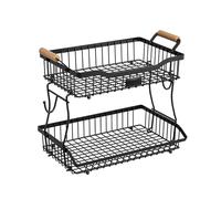 Genérico Countertop Fruit Basket - 2 Tier Storage Holder for Food, Household Vegetable Holder, Detachable Double Tiered Wire Frames, Kitchen Organizer Stand, Perfect for Pantry Display