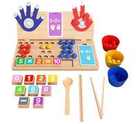 Genérico Counting Manipulatives - Wooden Clip Bead Matching Activity Set | Color Sorting Toy with Cups Fine Motor Math Learning for Ages 3+ Preschool Kindergarten Classroom Homeschool