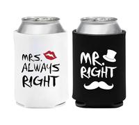 Genérico Couple Beer Can Sleeves - 1 Pair Neoprene Cooler Wrap, Mr and Mrs Beerr Can Sleeves | Sleevess For Beer, Soda, Drink Bottles, Beach, Barbecue, Party, Picnic, Outdoor Gatherings, Tailgate,