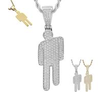 Genérico Couple Crooked Head Hipster Necklace,Hip Hop Street Style Pendant,Modern Sweet Trendy Men Women Jewelry Gifts for lovers,Friend and Family (Silver, 5.1 * 1.7cm/2 * 0.67in)