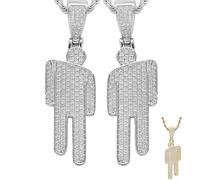 Genérico Couple Crooked Head Hipster Necklace,Hip Hop Street Style Pendant,Modern Sweet Trendy Men Women Jewelry Gifts for lovers,Friend and Family (Silver+Silver, 5.1 * 1.7cm/2 * 0.67in)