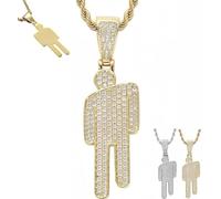 Genérico Couple Crooked Head Hipster Necklace,Hip Hop Street Style Pendant,Modern Sweet Trendy Men Women Jewelry Gifts for lovers,Friend and Family (Gold, 5.1 * 1.7cm/2 * 0.67in)