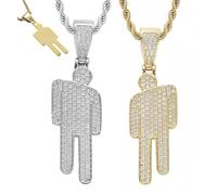 Genérico Couple Crooked Head Hipster Necklace,Hip Hop Street Style Pendant,Modern Sweet Trendy Men Women Jewelry Gifts for lovers,Friend and Family (Gold +Silver, 5.1 * 1.7cm/2 * 0.67in)