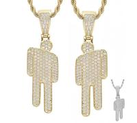 Genérico Couple Crooked Head Hipster Necklace,Hip Hop Street Style Pendant,Modern Sweet Trendy Men Women Jewelry Gifts for lovers,Friend and Family (Gold+Gold, 5.1 * 1.7cm/2 * 0.67in)