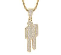Genérico Couple Crooked Head Zircon Hipster Necklace,Hip-Hop Street-Style Diamond-Encrusted Pendant,23.6in Alloy Unisex Rope Chain,Jewelry Chain Jewelry with Lobster Clasp (Gold)