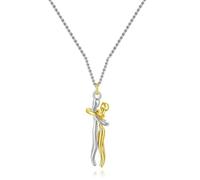 Genérico Couple Hug Necklace,Maternal Love Pendant Necklace,Simple Affectionate Snuggle Hugging Necklaces,Eternal Embrace Clavicle Chain,Alloy Unisex Rope Jewelry Fashion Accessorie (Gold Silver B)