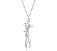 Genérico Couple Hug Necklace,Maternal Love Pendant Necklace,Simple Affectionate Snuggle Hugging Necklaces,Eternal Embrace Clavicle Chain,Alloy Unisex Rope Jewelry Fashion Accessorie (Silver B)