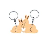 Genérico Couple Keychain - Valentine's Day Charm | Wooden Pendant for Holiday Present, Realistic Keychain with Keyring, Charm Accessory for Couples, Handbag Chain for Bag Decoration