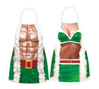 Genérico Couples Aprons - 2 Piece Matching Muscle, Bikini Smock Set, Funny Christmas Baking Aprons for Chef Women Men Adult Kitchen Cooking, Grilling, BBQ, Festive Party Fun