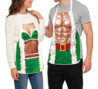 Genérico Couples Aprons - 2-Piece Muscle And Bikini Smock Set For Funny Cooking And Baking, High-Definition Sublimation Print, Splash-Proof Polyester, Home & Kitchen, Skin-Tone For BBQ