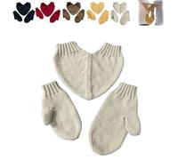 Genérico Couples Hand Holding Heart Mittens Set, Cozy Knit Matching Winter Gloves, 3PCS Couples Winter Gloves for Matching Love (Light Gray,One Size)