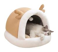 Generico Covered Cat Bed, Non-Slip Plush Nest Pet Supplies for Sleeping, Deer Cat House Pet Cave Bed, Kitten Small Dog Puppy Home Decor Indoor Outdoor Apartment Living Room Bedroom