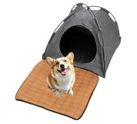Genérico Covered Cat Bed Portable Breathable Pet House with Rattan Mat