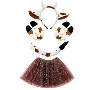 Genérico Cow Costume Kids,Girls Clothes Set with Cow Headband Tail Gloves | Girls Tulle Dress - for Concert Party Cosplay Carnival Masquerade School Event