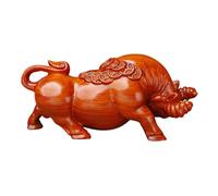 Genérico Cow Figurine - Ebony, 3.94in Decorative Sculpture Hand-Polished Craftsmanship | Solid Wood Tabletop Display Rustic Wooden Animal Decor, Farmhouse Figurine For Home Decor, Office Desks