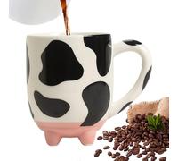 Genérico Cow Print Cup - Ceramic 5.43 Inch | Cow Watercolour Print Mug with Large Capacity 430ml, Wide Mouth for Cold and Hot Beverage, Cute Coffee Mug | Coŵ Printing Drinking Cup Kitchen Office