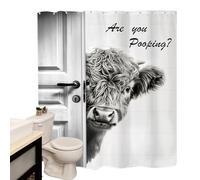 Genérico Cow Print Shower Curtain Funny Farmhouse - 180x180cm Polyester Waterproof Hooks Included, Rustic Elegant Western Country Highland, Farm Theme Bathroom Decor Unique | for Bath Farmhouse Home