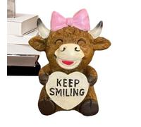 Genérico Cow Resin Figurine - Resin Cute Romantic Farmhouse Statue with Heart Sign, Valentine Kitchen Decoration for Wife, Husband, Family, Friends, Holiday Party, Dormitory, Room