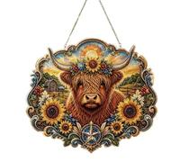 Genérico Cow Rhinestone Art Painting Kit - Acrylic 25cm Hanging Decor With Chain And Full Tool Set - Farmhouse Window Wall DIY Craft - Gift For Cow Lovers Adults Beginners
