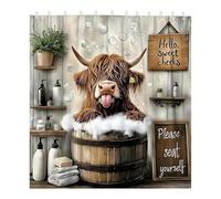 Genérico Cow Shower Curtain, 180x180cm Rustic Cute Bathroom Drape with Hooks for Farmhouse Decor and Water Splash Protection, Waterproof Bath Curtain for Home Hotel Country Restroom Bathroom Use