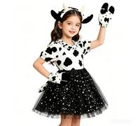 Genérico Cow Suit | Girls Clothes Set with Cow Headband Tail Gloves - Girls Tulle Dress - for Concert Party Cosplay Carnival Masquerade School Event