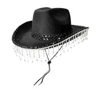 Genérico Cowboy Hat, Cowgirl Hat, Shimmer Finish Adjustable Fit Lightweight Design Glam Look, Masquerade Headgear, for Music, Festival, Party 15.35x11.81x5.12inches