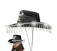 Genérico Cowgirl Hat, Western Sparkly Cap, Rhinestone Party Accessory, Breathable Glitter Headwear for Birthday, Travel, Vacation, Festival, Concert, Girls 14.96x11.42x5.91 Inches