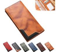 Genérico Cowhide Vintage Wallet, Cowhide Vintage Wallet Men, Western Bifold Leather Long Wallets, Multiple Compartments, for All (Yellow)