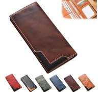 Genérico Cowhide Vintage Wallet, Cowhide Vintage Wallet Men, Western Bifold Leather Long Wallets, Multiple Compartments, for All (Brown)