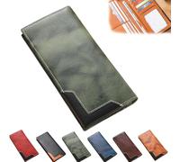 Genérico Cowhide Vintage Wallet, Cowhide Vintage Wallet Men, Western Bifold Leather Long Wallets, Multiple Compartments, for All (Green)