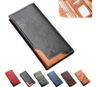 Genérico Cowhide Vintage Wallet, Cowhide Vintage Wallet Men, Western Bifold Leather Long Wallets, Multiple Compartments, for All (Black)