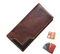 Genérico Cowhide Vintage Wallet, Genuine Leather Men's Long Handbag, Multifunctional Business Wallet, Leather Material (Style-C)