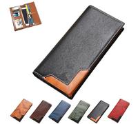 Genérico Cowhide Vintage Wallet, Mens Women Leather Bifold Long Card Wallets RFID Blocking Carteras para Hombres Handcrafted Wallets (Black)