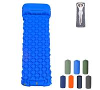 Genérico Coziya Matelas, Camping Mattress, 5cm Ultralight Foot Operated Inflatable Sleeping Pad with Built-in Pillow, Suitable for Traveling, Mountaineering, Outdoor (Blue)