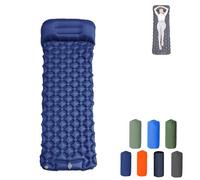 Genérico Coziya Matelas, Camping Mattress, 5cm Ultralight Foot Operated Inflatable Sleeping Pad with Built-in Pillow, Suitable for Traveling, Mountaineering, Outdoor (Dark Blue)