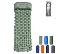 Genérico Coziya Matelas, Camping Mattress, 5cm Ultralight Foot Operated Inflatable Sleeping Pad with Built-in Pillow, Suitable for Traveling, Mountaineering, Outdoor (Army Green)