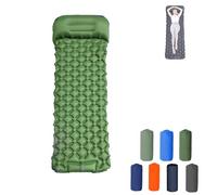 Genérico Coziya Matelas, Camping Mattress, 5cm Ultralight Foot Operated Inflatable Sleeping Pad with Built-in Pillow, Suitable for Traveling, Mountaineering, Outdoor (Grass Green)