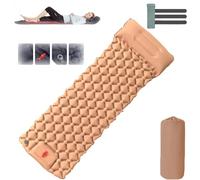 Genérico Coziya Matelas, Portable Waterproof Sleeping Pad, Ultralight Inflatable Camping Mattress, Built-in Pillow and Anti-Slip Design, for Camping, Travel, Home, Office (Light Yellow)